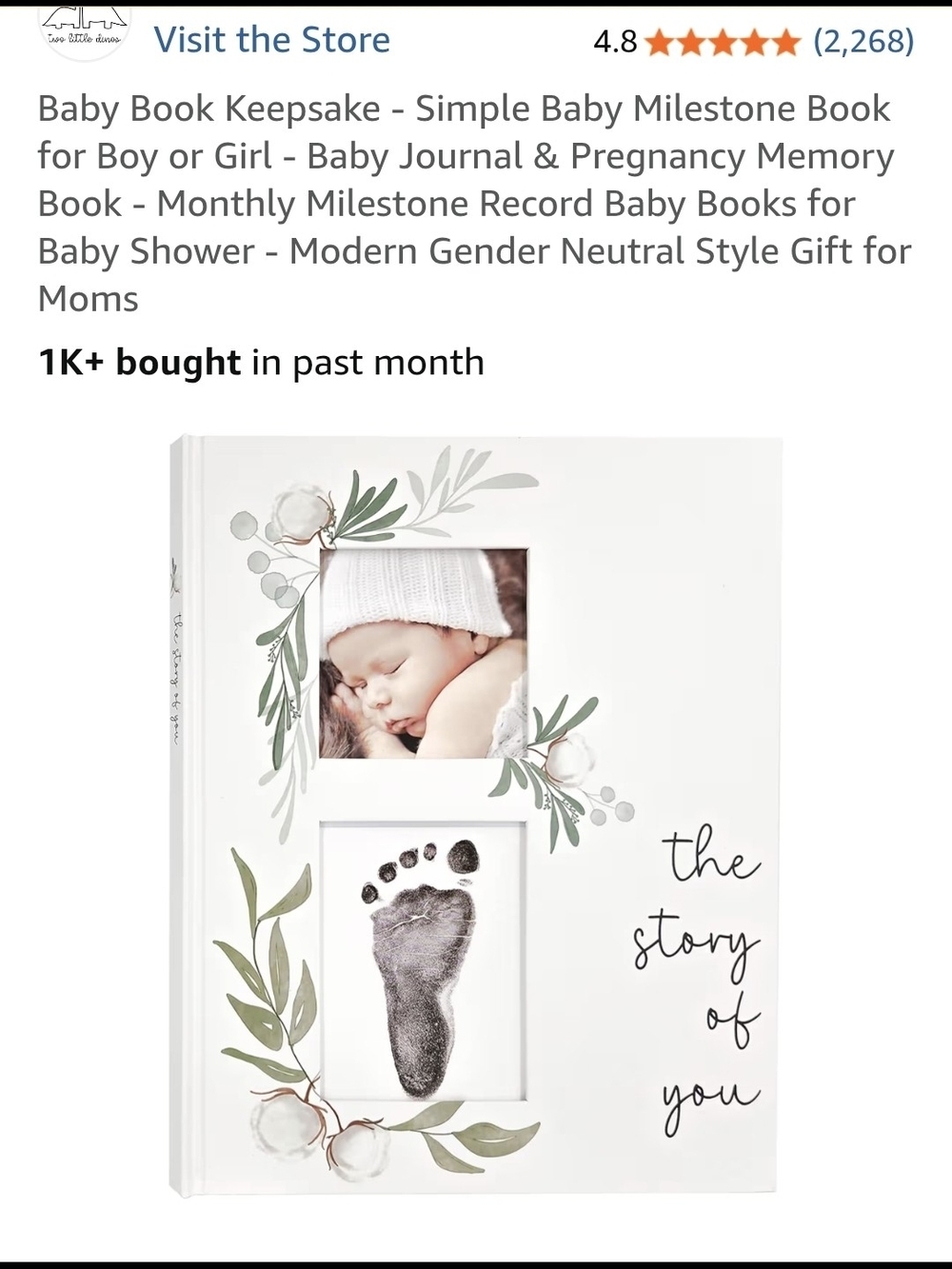 Baby Book Keepsake - The Story of You Baby Memory Book (White)